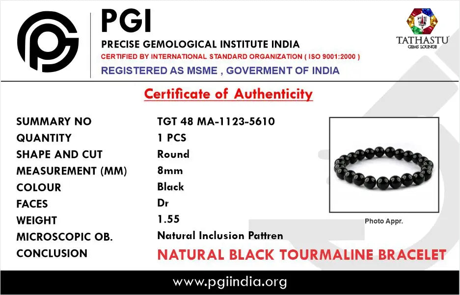 Lab Certificate - Original Black Tourmaline Bracelet – Shield from Negative Energy