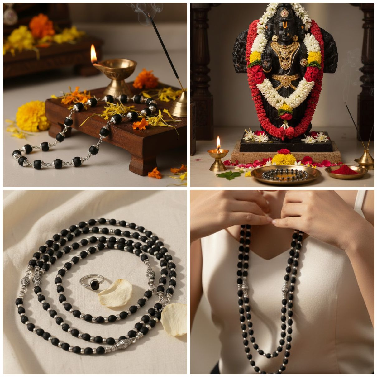 Energized Silver Capped Karungali Mala 8mm | for Prosperity & Protection
