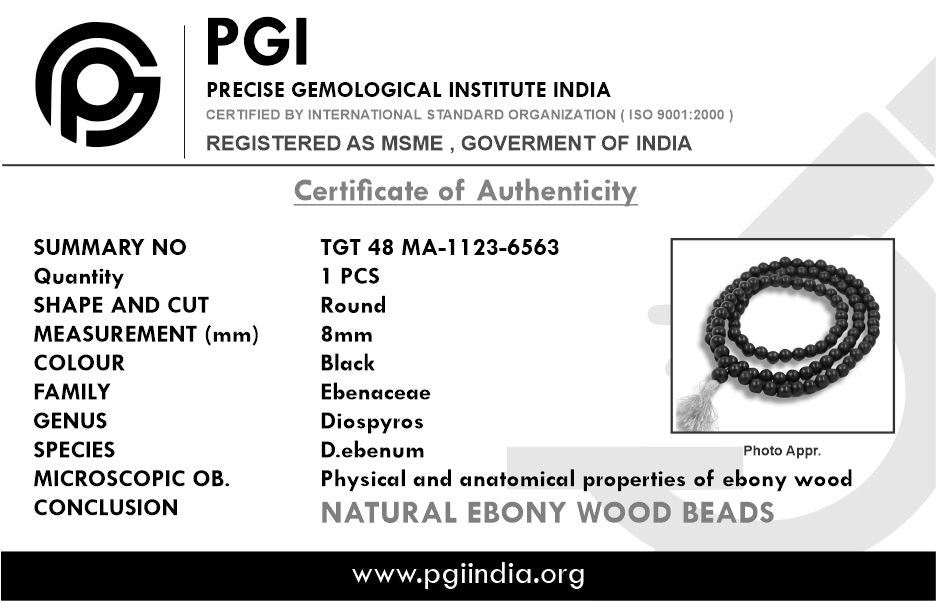 Energized Silver Capped Karungali Mala 8mm | for Prosperity & Protection