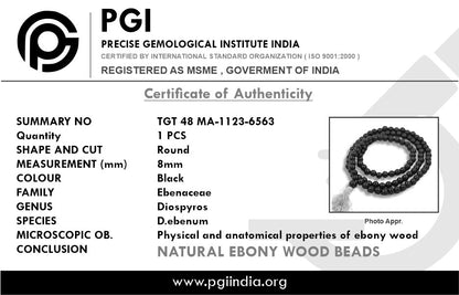 Energized Silver Capped Karungali Mala 8mm | for Prosperity & Protection