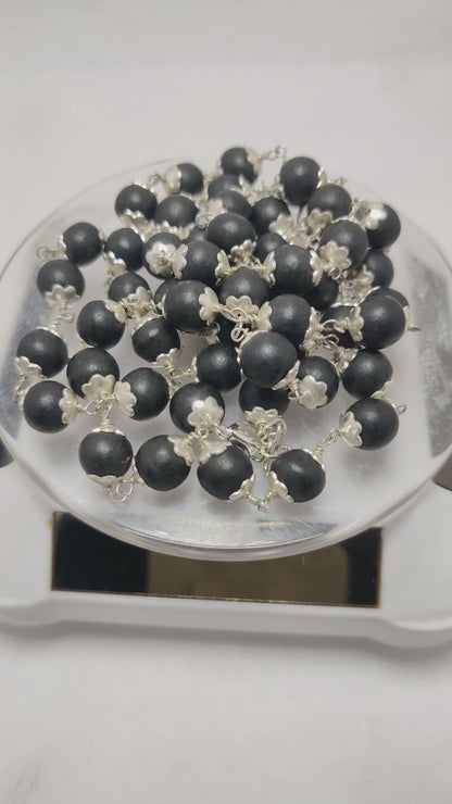 Energized Silver Capped Karungali Mala 8mm | for Prosperity & Protection