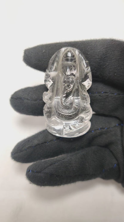 Natural Sphatik Ganesha (2.0 Inch) – Hand-Carved Crystal Idol for Home & Pooja
