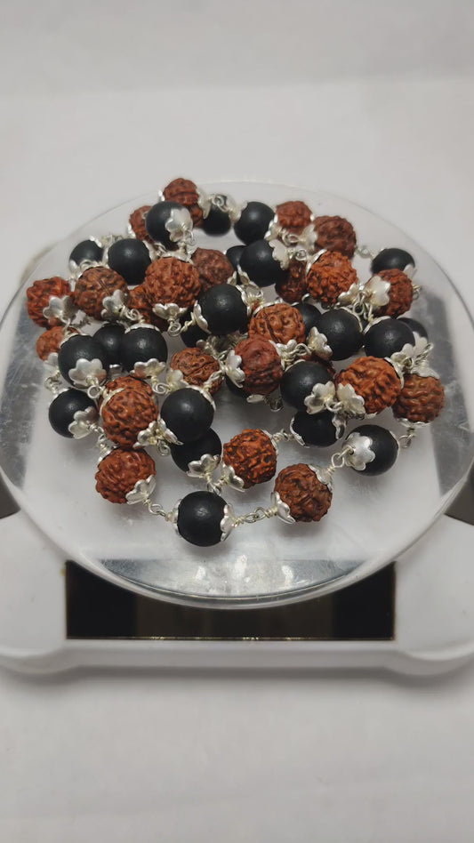 Rudrashakti Karungali Mala Silver Capped – Powerful Protection & Energy Beads