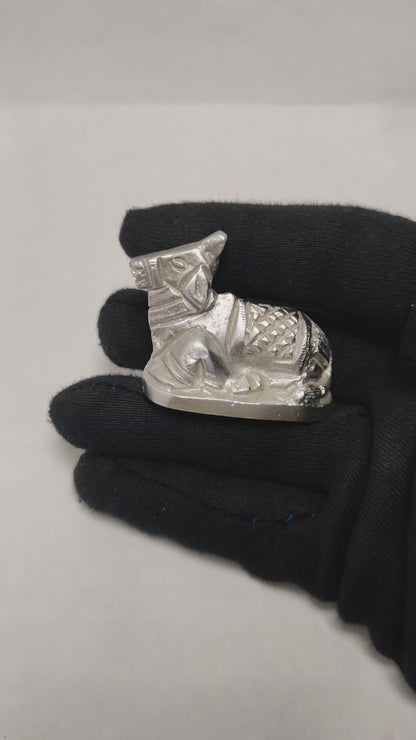 Original Parad Nandi 125gm - Real Mercury Nandi for Puja, Meditation & Devotion