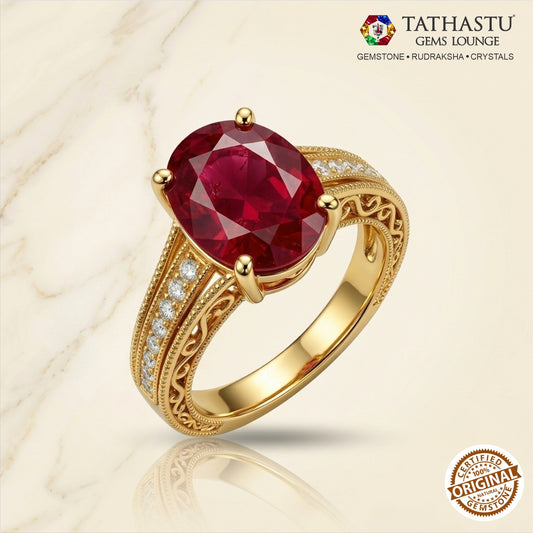 Natural Red Ruby (Manik) 6.02 Carat – 100% Original & Lab Certified Sun (Surya) Gemstone for Power & Confidence